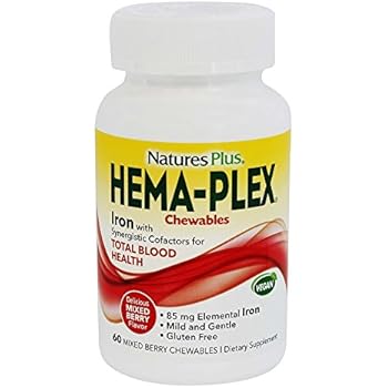 Amazon.com: NaturesPlus Hema-Plex Chewables - 85 mg Elemental Iron, 60 ...