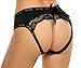 Avidlove Panties for Women Plus Size Lace Thongs Bow Cheeky Panty Black M