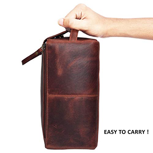 toiletry bag for men - toiletry bag for women leather toiletry bag travel dopp kit Leather dopp men (Brown Crazy Horse) - Thumbnail 5