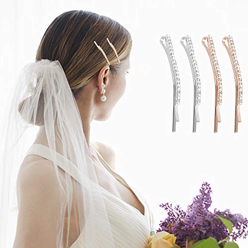 24 Pcs Rhinestone Bobby Pin Metal Hair Clips Clear Crystal Hair Pin Decorations for Lady Women Girls - Thumbnail 5
