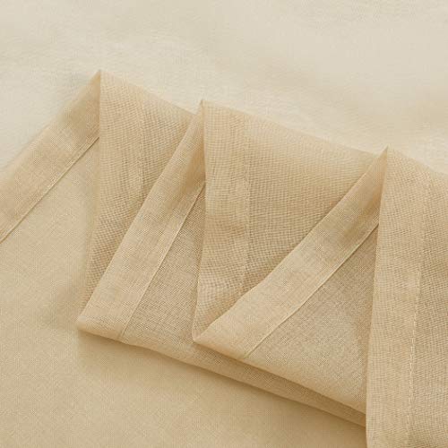 Sheer Curtains Taupe 95 Inches Long, Window Treatments Rod Pocket Drapes for Living Room, Bedroom, Semi Crinkle Voile Curtain Panels for Yard, Patio, Villa, Parlor, Set of 2, 52"x95", by Mystic Home. - Thumbnail 5