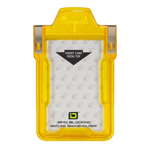 RFID Blocking Badge Holder Classic by ID Stronghold - FIPS Approved Badge Holder - 100% USA Made (Yellow)