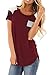 Aranmei Womens Casual Short Sleeve Round Neck Loose Tunic T Shirt Blouse Tops with Pocket Wind Red Medium primary