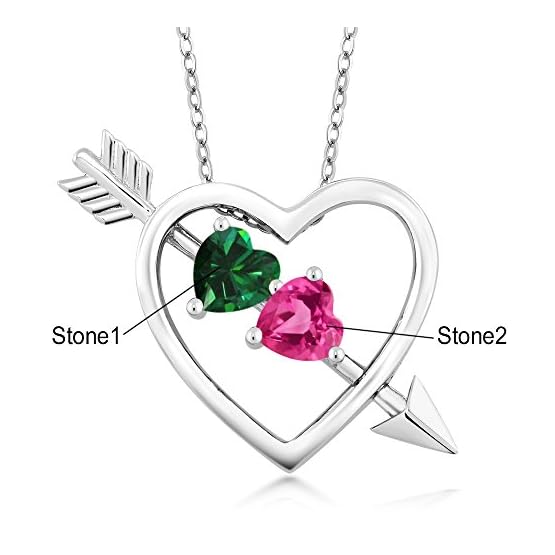 Gem-Stone-King-925-Sterling-Silver-Build-Your-Own-2-Heart-Shape-Birthstone-Personalized-Pendant-Necklace-Jewelry-For-Women-with-18-Inch-Silver-Chain Gem-Stone-King-925-Sterling-Silver-Build-Your-Own-2-Heart-Shape-Birthstone-Personalized-Pendant-Necklace-Jewelry-For-Women-with-18-Inch-Silver-Chain