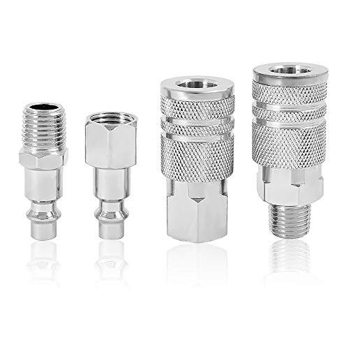 Wrightus 14 PCS 1/4" Air Coupler and Plug Kit, Quick Connect Air Hose Fittings, Pneumatic Coupler Quick Fitting, Industrial Solid Galvanized Iron Quick Connect Set