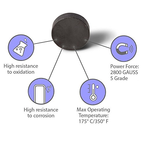TAQTON Small Ceramic Craft Magnets - 50 pcs. 1" x 0.16" Thick. Industrial Strength Craft Magnets, Ferrite Disc Magnets. - Thumbnail 2