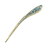 VoberryWomen Girls Retro Peacock Tassels Alloy Hair Pin Hair Stick,Colorful 1PCs (B)