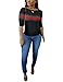 Women's Casual Ribbed Ribbon Stripe Patchwork Half Sleeve T-Shirt Tops Black XL