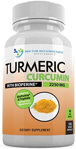 Turmeric Curcumin - 2250mg/d - 120 Veggie Caps - 95% Curcuminoids with Black Pepper Extract (Bioperine) - 750mg Capsules - 100% Organic - Most Powerful Turmeric Supplement with Triphala