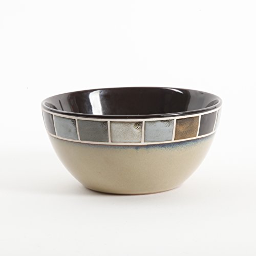 Gibson Elite Casa Gris Reactive Glaze 16 Piece Dinnerware Set, Cream and Grey