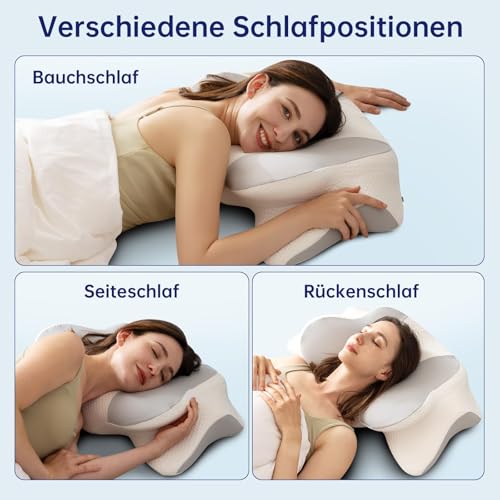 Uniency Orthopaedic Pillow with Memory Foam, Anti-Snoring Pillow, Neck Support Pillow, Ergonomic Pillow, Sleeping Pillow for Side Sleepers, Back Sleepers and Stomach Sleepers (Grey)
