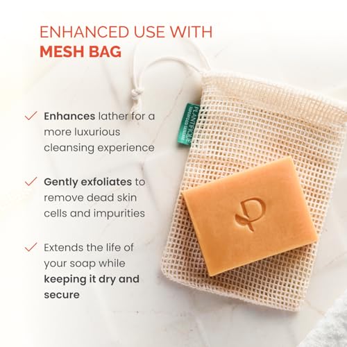 PLANTIFIQUE Kojic Acid & Turmeric Soap – Lab Tested – 4 Bars with Mesh Bag for Dark Spots & Hyperpigmentation – Face Wash with Vitamin C, Hyaluronic Acid & Collagen, 320 g