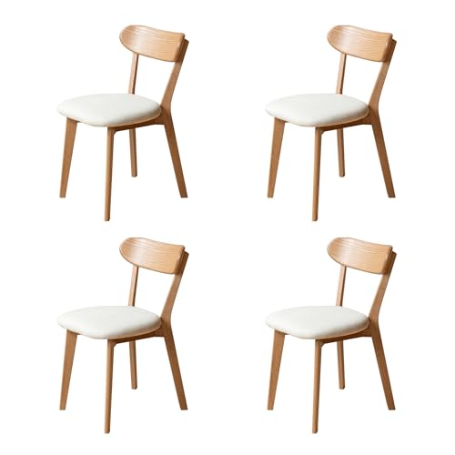 YESWOOD Set of 4 Solid Oak Dining Chairs, Ergonomic Backrest, Padded Chair for Dining Room, Kitchen, Living Room, Office, Bedroom, 47.5 x 55 x 78 cm, Natural Oak