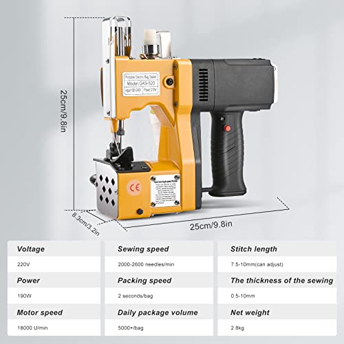 Kotsy 220 V Sewing Machine for Bags 2 Seconds/Bag, Sewing Machine for Bags/Fabric/Rice/Paper/Plastic Bags for Sewing Bags