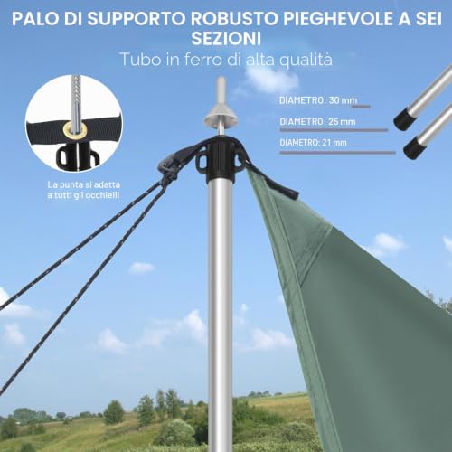 JAICOM Set of 2 – 4 Aluminium Telescopic Awning Rods Extendable Adjustable 95-230cm Suitable for Camping, Tent, Tarpaulin, Canopy, Beach
