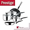 Prestige-Everyday-Cookware-Set-Stainless-Steel-5-Piece-Non-Stick Prestige Stainless Steel Non Stick Pots and Pans Set of 5 - Suitable as Induction Hob Pan Set with Straining Lids…