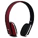 August EP636 Bluetooth Headphones - Wireless On-Ear Headphones with NFC/Headset Microphone - Red