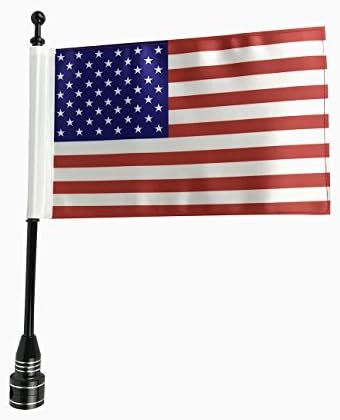 Pikki Motocycle Black Rear Side Mount Flag Pole with American United States USA Flag for Honda Harley Kawasaki Suzuki Yamaha