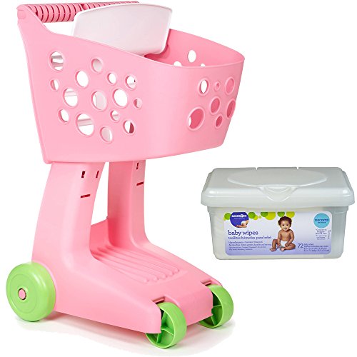 Little Tikes Lil Shopper Kids Grocery Basket Shopping Cart Toys for Toddler  Girls, Pink with Baby Wipes