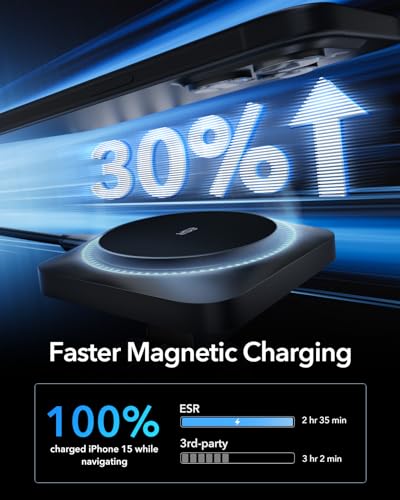ESR for MagSafe Car Mount Charger with CryoBoost, Phone Cooling MagSafe Car Charger, Magnetic Wireless Car Charging, Air Vent/Dashboard Car Phone Holder for iPhone 17/16/15/14/13/12,S25, Fast Charging