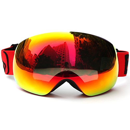 Loyalfire Ski Goggles, Polarized Snow Goggles with Double Layers UV Protection Anti-Fog Myopia Frame Ski Mask Glasses Skiing Men Women Kids Snow Snowboard Goggle