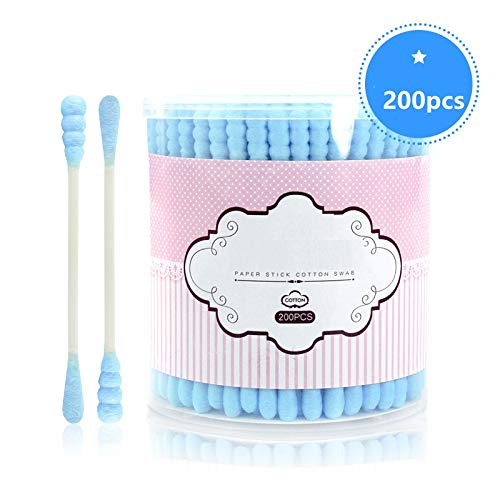 Easy To Clean Double Head Cotton Swab Cotton Buds Natural Soft Ears Stick Suitable for Ear Cleaning Make up Removing (Color : Green, Size : 7.64cm) - Thumbnail 4