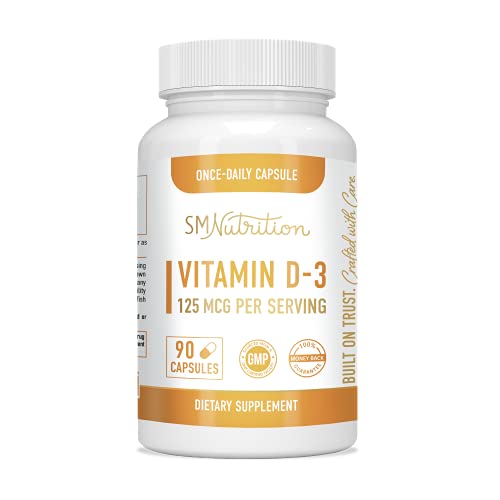 Vitamin D3 5000 IU (125mcg) for Adults (90 Capsules) 3Month Supply