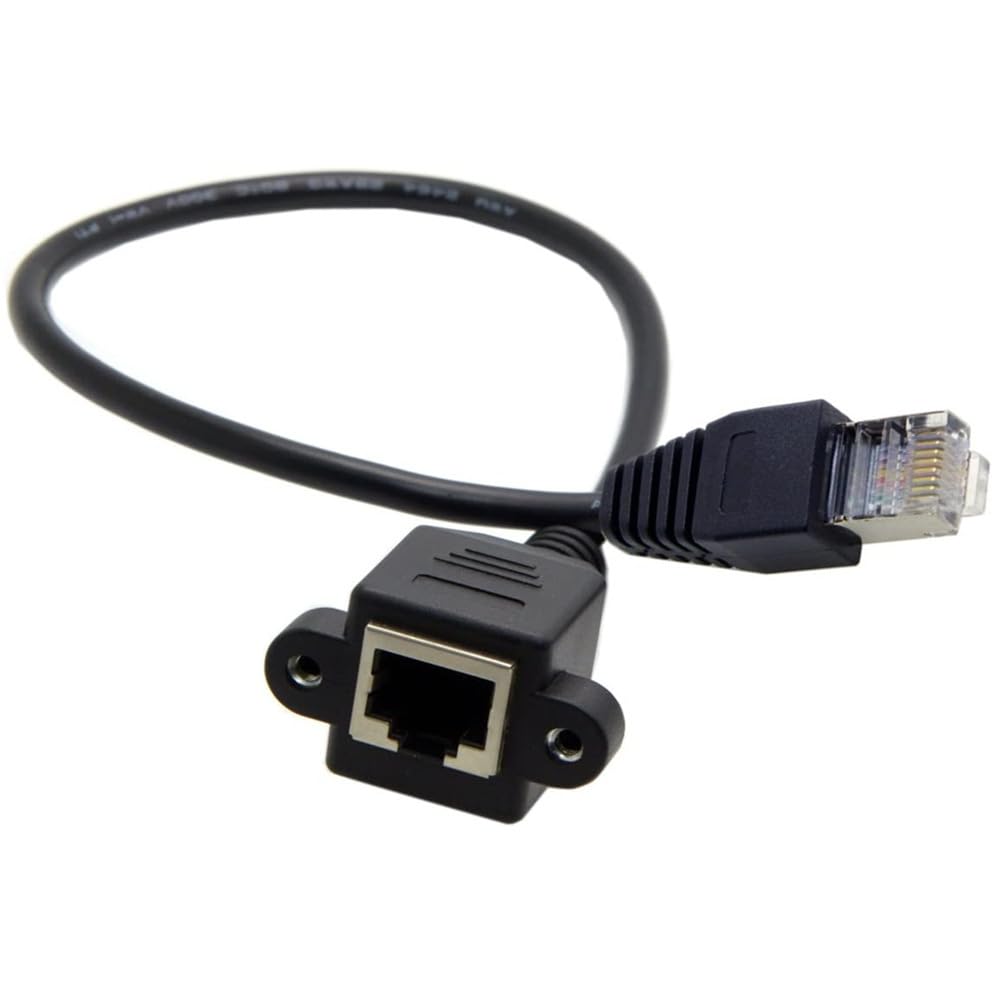 Cat6 Extension Cable, Haokiang Ethernet RJ45 Male to Female Connector Network Extension Cable (1ft with Ear)