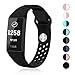 SWEES Silicone Sport Bands Compatible Fitbit Charge 3 & Charge 3 SE, Soft Breathable Sport Strap with Air Holes Replacement Wristband for Women Men Small & Large, Black, Grey, Navy Blue, Pink, Teal