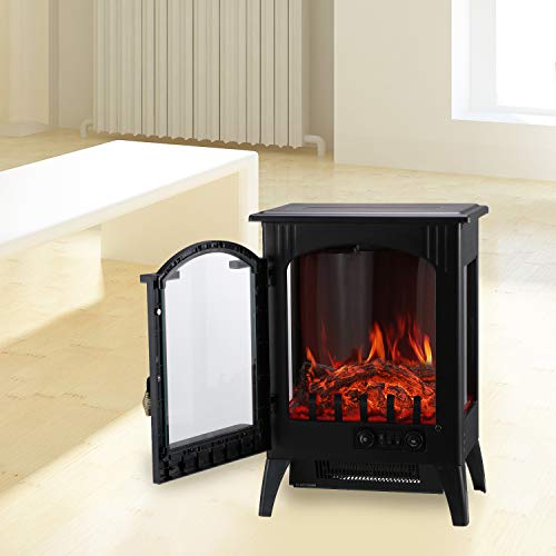 Wonlink Portable Electric Fireplace Heater,2 Element Quartz Infrared Space Heater with 3D Flame Effect