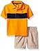 Nautica Baby Boys Stripe Polo with Pull on Short Set, Red/Orange, 12 Months