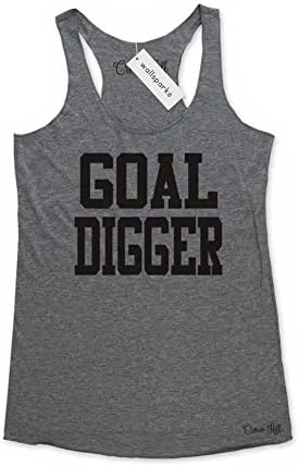 Goal Digger - funny work out tank top - Super Soft Tri-Blend Racerback Tank for Women (Medium, Heather Grey)