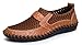 RONGKAI Men's Mesh Breathable Walking Loafers Outdoor Lightweight Slip-On Mesh Casual Shoes Stitching Honeycomb Hiking Shoes Durable Soft Leather