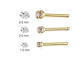 BodyPJ Sparkles 20G Clear CZ 316L Stainless Steel Nose Studs Rings Body Piercing 1.5mm 2.0mm 2.5mm