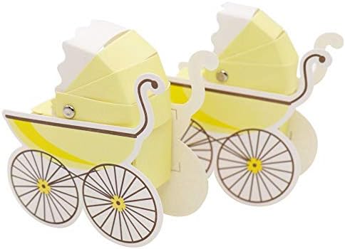 MEIZOKEN 50pcs Paper Candy Box Stroller Shape Baby Shower boy Girl Kids Favor Birthday Party Wedding Gifts Christening Supplies Pink Blue