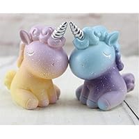 2PC Mini Cake Toppper Cute Decoration for Baby Party Room Decoration with Mini Unicorn Mold Silicone DIY Cake Decoration Cookies Jelly Chocolate Making