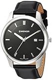 Wenger Men's 'City Classic' Swiss Quartz Stainless Steel and Leather Casual Watch, Color Black (Model: 01.1441.101)