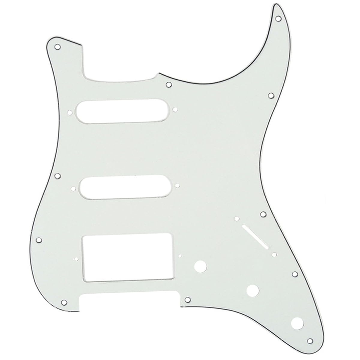 Musiclily HSS 11 Hole Guitar Strat Pickguard for Fender USA/Mexican Made Standard Stratocaster Modern Style,3Ply Parchment — image 1