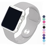Piwjo Silicone Apple Watch Band and Replacement Iwatch Bands Series 1, Series 2,Series 3(Clouds Gray, 38mm S/M)