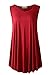 LARACE Women Solid Sleeveless Tunic For Leggings Swing Flare Tank Tops (1X, Wine Red)