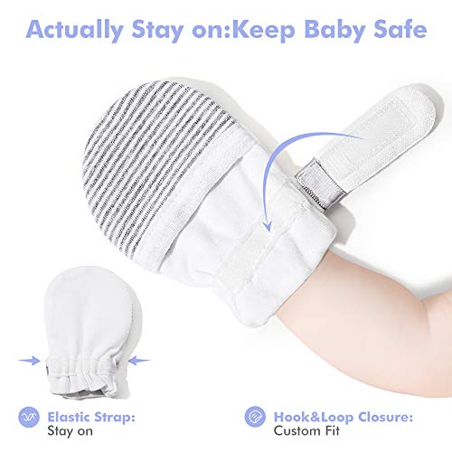 HAPIU Baby No Scratch Mittens,Newborn Baby Mittens,Gray Stripe,36