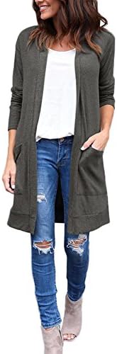 Womens Casual Open Front Drape Cardigan Grey L