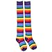 WRISTCHIE Women's Rainbow Stripe Fingerless Long Knit Gloves and Stockings Set