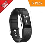 CAVN ( 6 Packs) Anti-Fingerprint & Anti-Scratch Clear Screen Protector for Fitbit Charge 2 Wireless Activity Wristband