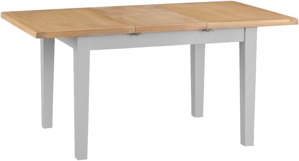 Taunton Grey Painted 1.2m Butteryfly Extending Dining Table with Lime wash Oak Tops 120 x 165cm