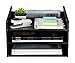 PAG Wood Desktop File Organizer Office Phone Stand for Desk Adjustable Desktop Shelf Mail Sorter Paper Magazine Holder Rack, Black