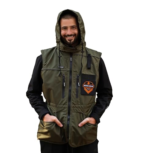 Dingo Gear Trainingsweste mit Kapuze reflektierenden Elementen Mehreren funktionalen Taschen Ganzjahres handgefertigt aus Polyester und Mesh entwickelt für Hundetraining Große XXXL Grün S01517