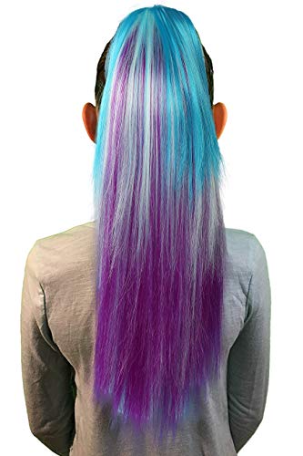 Clip on in Color Hair Extensions Hair Accessories for Girls Women Kids – Temporary & Not Messy Hair Chalk – Great for Parties, Dress up, Doll Hair Birthday Gift for girls 4-12 (Ombre Mermaid)