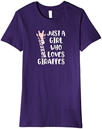 Womens Girl Who Loves Giraffes Premium Tee Pink Safari Animal Shirt XL Purple