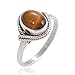 Chuvora 925 Sterling Silver Tiger Eye Gemstone Oval Rope Edge Vintage Band Ring Size 6, 7, 8